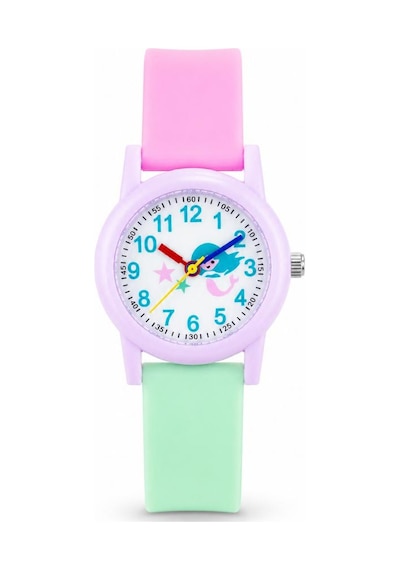 Denizkızı Desenli Lila Kız Çocuk Kol Saati Analog Saat St-304412 Beyaz