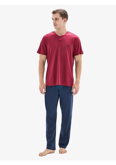 Erkek 3lü Pijama Takımı 40878 - Bordo Bordo