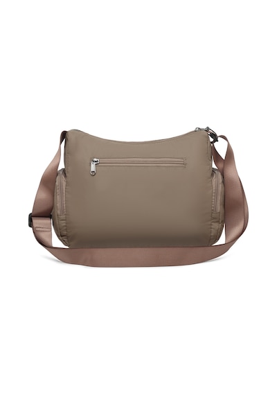 Smart Bags Kahverengi Orta Boy Çok Cepli Su Geçirmez Ultra Hafif Kumaş Kadın Çapraz Çanta