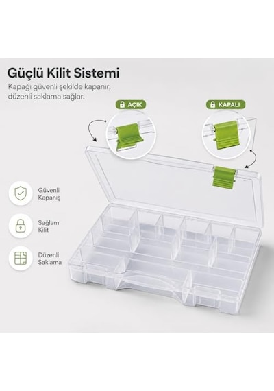 Ayrex 13 Bölmeli Organizer Kutu - Ayarlanabilir Bölmeli Şeffaf Saklama Ve Düzenleme Kutusu, Takı, Boncuk, Vida, Hob Genel