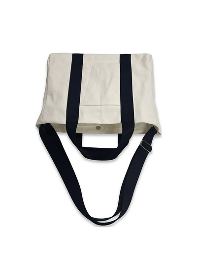 Tuttobene Harmony Mini Boy Tote Bag Kanvas Astarlı Cepli Çıtçıtlı Ayarlanabilir Askılı Kadın El Omuz Çantası - Küçük Boy Günlük Çanta Tb062 Beyaz - Siyah