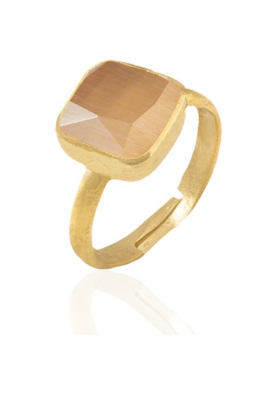 Kadir Jewellery 22 Ayar Altın Kaplama Zirkon Taşlı Kadın Minimal Yüzük Turuncu 95972084