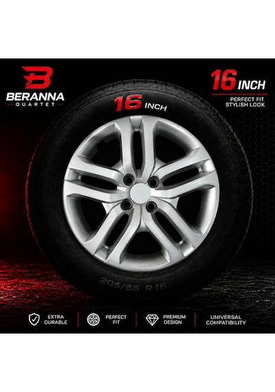 Renault Clio 16 Inç Jant Kapağı 4'lü Set Gümüş + 4 Amblem