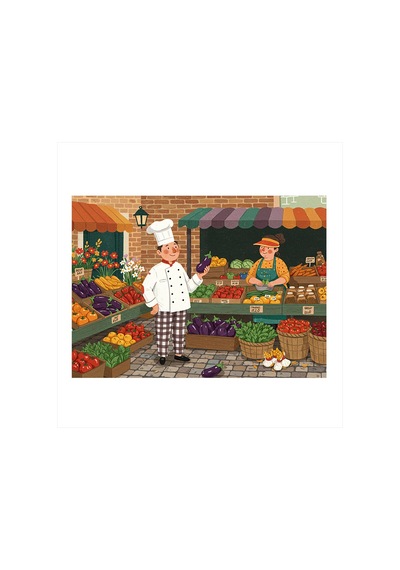 Pazar Yeri Ve Şef Modern Ahşap Tablo