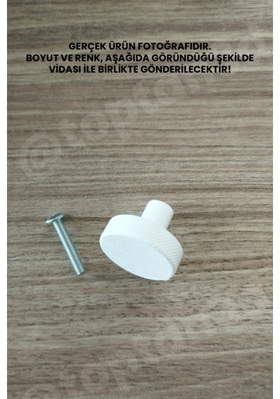 6 Adet - Beyaz Kalın Düğme Kulp - Modern Ve Şık Dolap, Gardırop, Şifonyer, Komodin Ve Çekmece Kulpu Vida Dahil Sarı