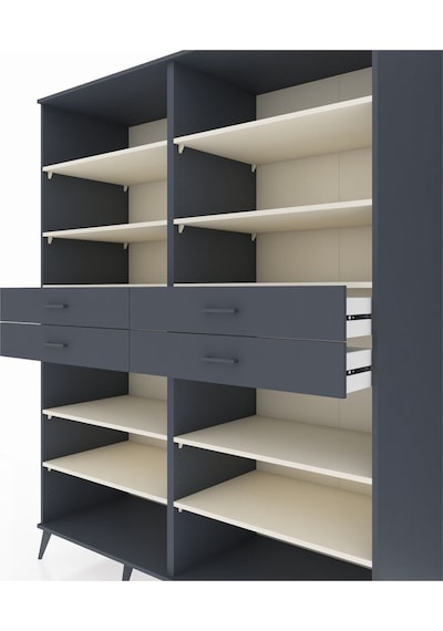Kronos Gardrop 10 Raflı 4 Çekmeceli 176x59x221 Antrasit-aytaşı/antrasit Aytaşı/antrasit