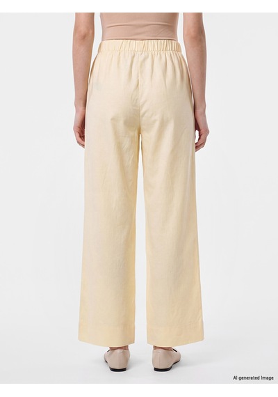 Lcw Modest Sarı Beli Lastikli Keten Karışımlı Kadın Pantolon