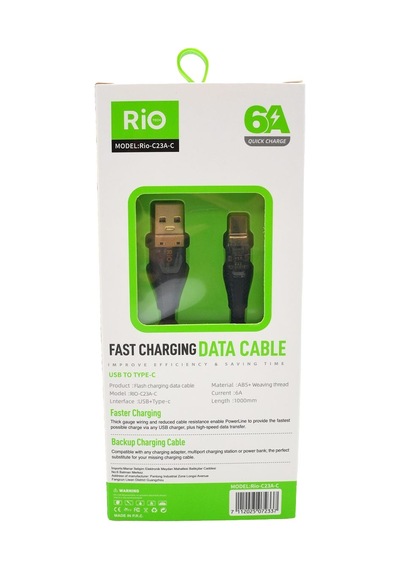 Rio Tech Hızlı Şarj Ve Data Kablosu Usb To Type-c 1000mm