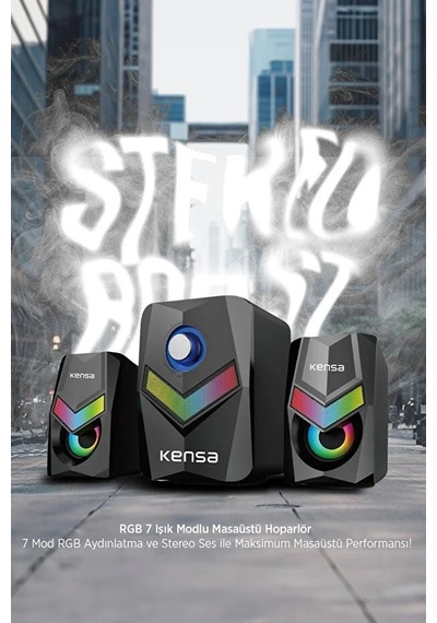 Rgb 7 Işık Modlu Masaüstü Hoparlör Stereo Gaming Speaker