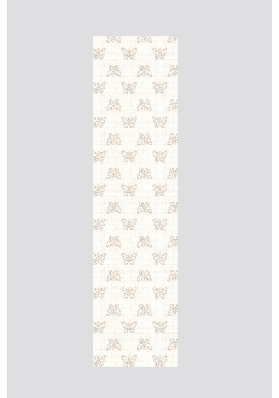 Krem Modern Kelebek Desenli Runner 40x140cm Krem