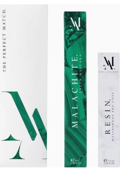 Colored Perfect Match Kit, Malachite Maskara Ve Resin Su Geçirmez Topcoat İle Lüks Göz Makyajı Yeşil