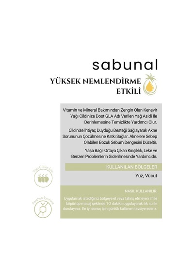 Sabunal Kenevir Sabunu 2 Adet - Nemlendirici Cilt Bakım Sabunu