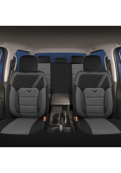 Minderland K1 - Volkswagen Caddy İle Uyumlu Koltuk Kılıfı, Tam Takım/gri-siyah