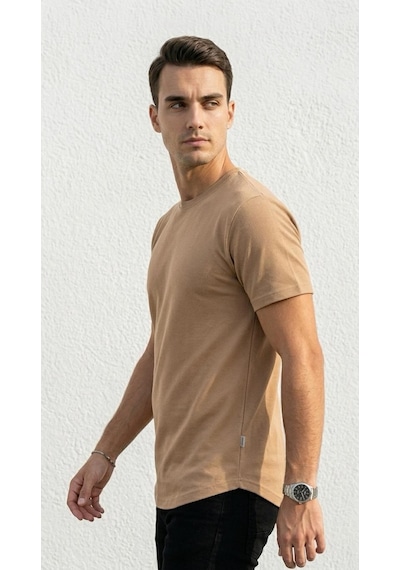 Plus Scorpion Erkek Slim Fit Basic Tişört Esnek, Terletmeyen Pike Dokulu Kumaş Taş