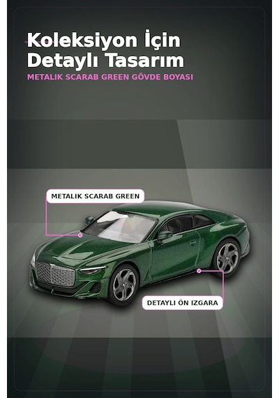 Yeşil Renkli 1/64 Ölçek Bentley Batur Diecast Model Araba - Koleksiyonluk Tekli Paket Bx-313340