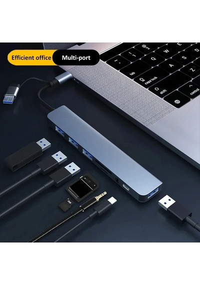Usb 8'i 1 Arada Hub 3.0 Usb C Hub Dock İstasyonu Yüksek Hızlı İletim Usb 8in1 Hub Usb Ac