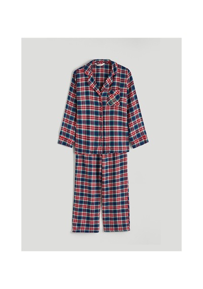 Lcw Dream Kırmızı Gömlek Yaka Ekose Kadın Pijama Takımı