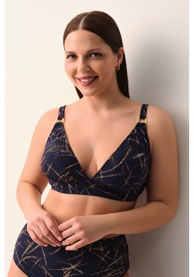 Suwen Glace Üçgen Bikini Üst Sb2622013811381 Lacivert