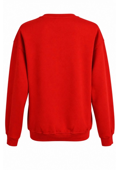 Trender O Yaka 3 İp Kırmızı Kadın Sweatshirt 27kdt1000011