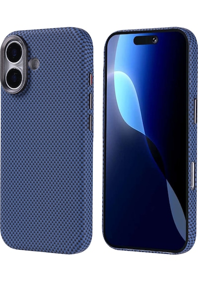 Nourthkiingdom Apple Uyumlu iPhone 17 Kılıf M-safe Şarj Özellikli Karbon Fiber Görünümlü Nrtk Nekst Kapak - Lacivert Lacivert