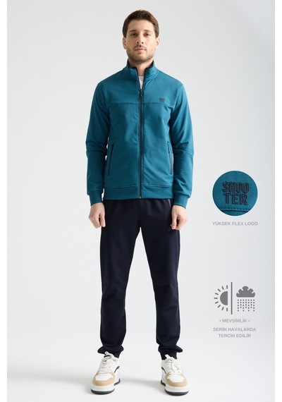 Shooter Sportswear Shooter Erkek Luxe Eşofman Takımı Rahat Kalıp Manşetli Minimal Logo Petrol Mavisi Shooter Sportswear Shooter Erkek Luxe Eşofman Takımı Rahat Kalıp Manşetli Minimal Logo Petrol Mavisi