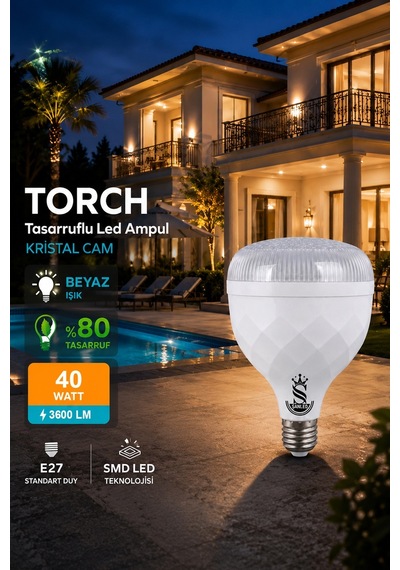 40w Kristal Tasarruflu E27 Beyaz Işık Torch Led Ampul 6 Adet 6 Adet