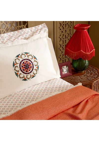 Karaca Home Andalisa %100 Pamuk Nakışlı Çift Kişilik Nish Set Bordo Bordo