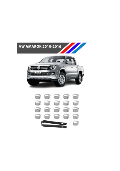 Otozet - Vw Amarok Bijon Civata Kapağı Krom Renk 21 Parçalı Set 17mm 2010-2016