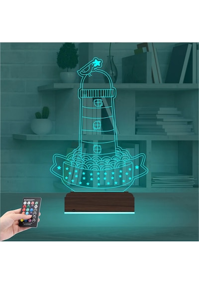 Luvivia Deniz Feneri Kuş 3d Lamba - Masa Gece Lambası Şeffaf