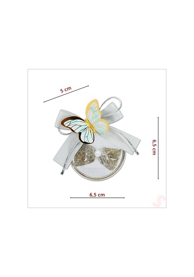 Lavantalı ve Mavi Kelebekli 6.5 CM Metal Pano Magnet, 1 Adet Çok Renkli