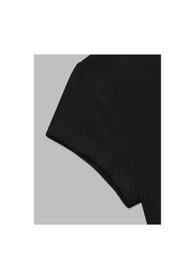 Nevermind Kadın Crop Baby Tee Fiyonk Baskılı Dar Kesim Y2k Estetik Pam Siyah
