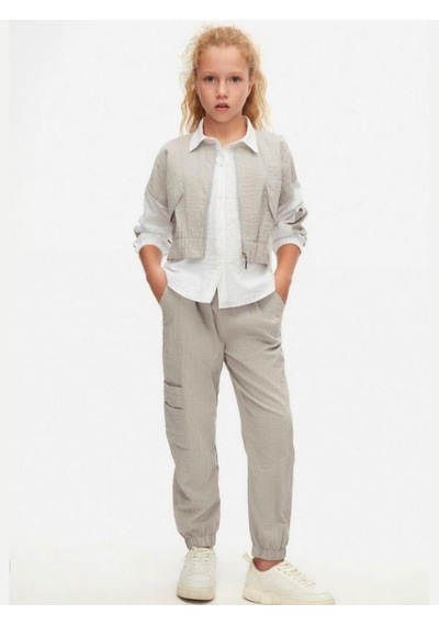 Nk Kids Kız Çocuk Bel Bel Paça Lastikli Pantolon-15564 Gri