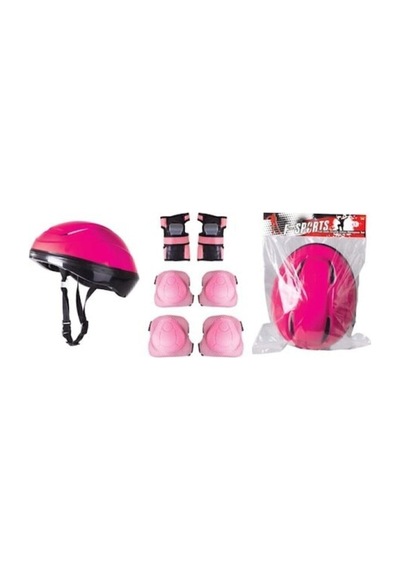 Kask Dizlik Dirseklik Koruyucu Seti Pembe