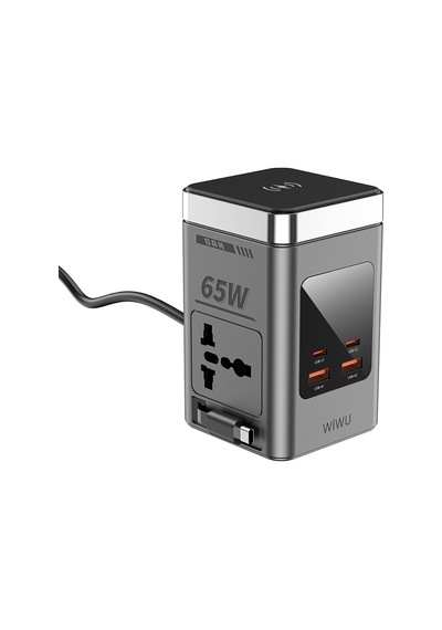 Wiwu Wi-w040 Telefon & Akıllı Saat & Kulaklık İçin Gan 65w 8in1 Şarj İstasyonu Gri