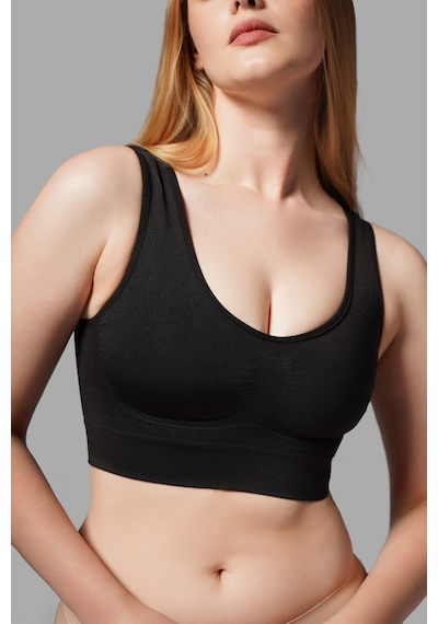 Fit Women Kalın Askılı Pedsiz Büstiyer Korsesi siyah Seamless 5050