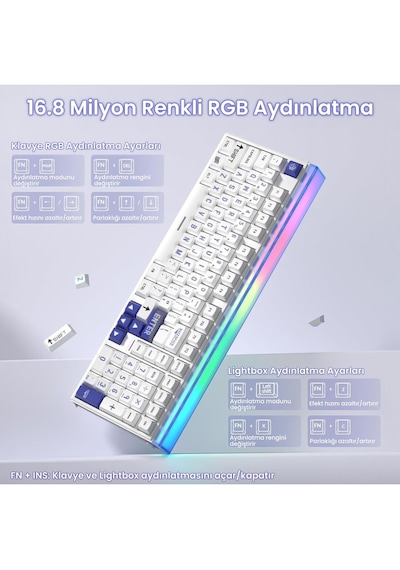 Aula Hero 99 Hall Effect Manyetik Klavye Rapid Trigger Wing Chun Switch 8000hz Rgb Hot Swap Oyuncu Klavyesi Mavi
