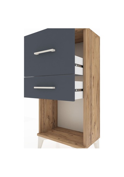 Arges Komodin 2 Çekmeceli 44x30x96 Çam-antrasit Atlas Çam