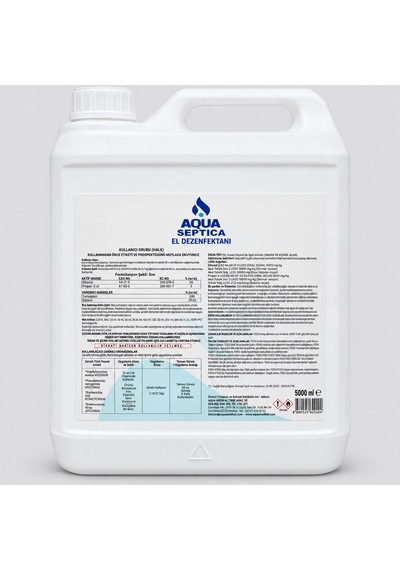 Aqua Septica Alkollü El Dezenfektanı 5 Litre 5000 Ml El Ve Cilt Hijyeni İçin Durulama Gerektirmeyen Dezenfektan 2 Adet