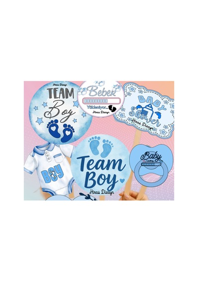 Mavi Erkek Bebek Baby Shower Konuşma Balonu Seti 8 Adet Büyük Boy