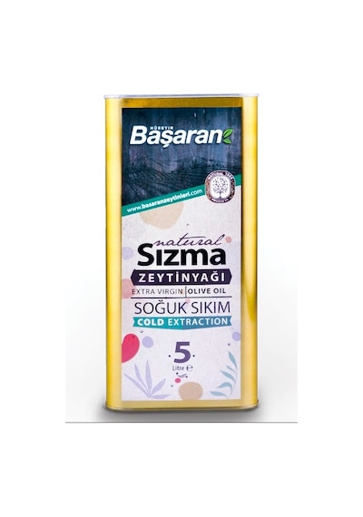 Başaran Soğuk Sıkım Natürel Sızma Sızma Zeytinyağı Teneke 5 L