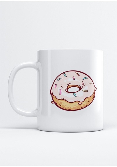 Pembe Donut Kupa Bardak Beyaz