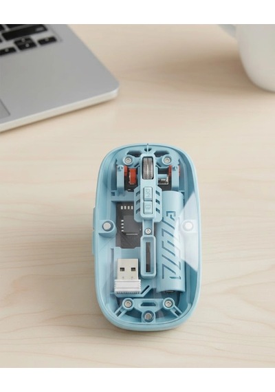 Buğz Bluetooth 5.2 Ve 2.4g Usb Kablosuz Mouse Pilli Mavi Tasarım Diğer