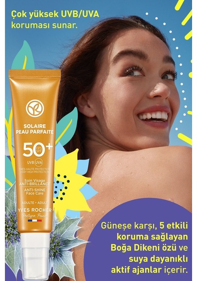 Yves Rocher Spf 50 Yüksek Korumalı Yağlanma Ve Leke Karşıtı Yüz Güneş Kremi/solaire Peau Parfaite-40 Ml