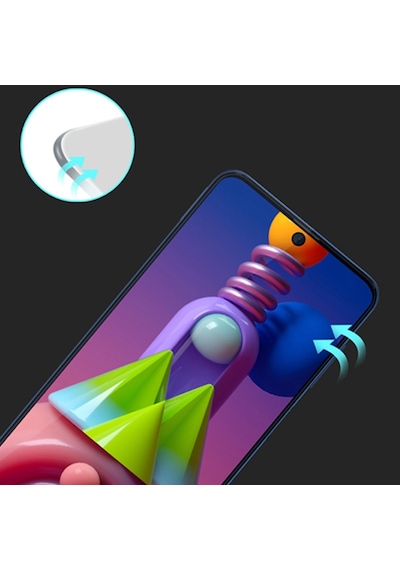 Samsung Galaxy Uyumlu M51 Full Glue Tempered Full Cam Ekran Koruyucu Siyah