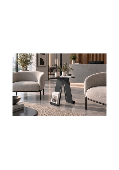 Folio Modern Metal Yan Sehpa Ve Dergilik, Yuvarlak Koltuk Kenarı Kitaplık Sehpa Gri - 945341616 Gri