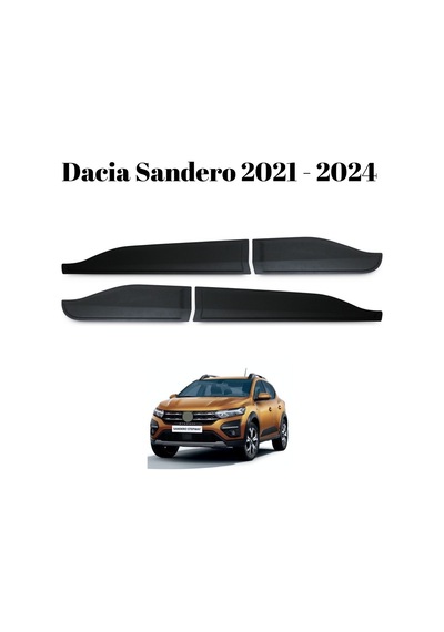 Dacia Sandero 2021 2022 2023 2024 Uyumlu Kapı Koruma Premium Dodik Seti Siyah 4 Parça Glz01030362
