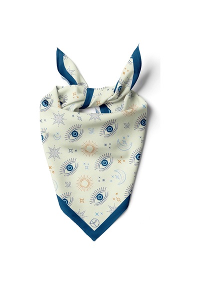 Nazar Aura Desen 55x55cm Bandana/fular Çok Renkli