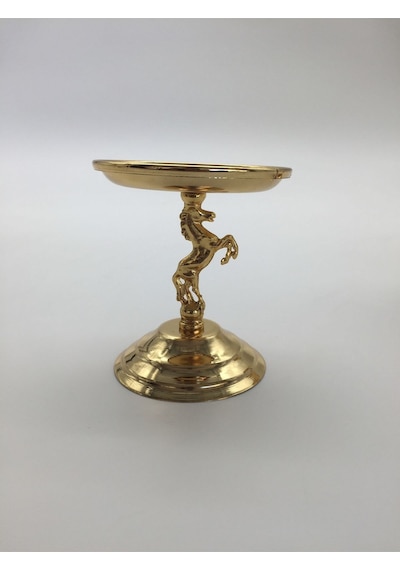 3'lü Atlı Gold Lokumluk, Çay Ve Kahve Yanı Sunumluk, Metal Şekerl