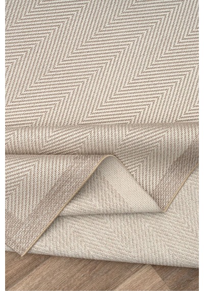Leiva Home 6633 Krem Bej Bordür Çerçeveli Sisal Leke Tutmaz Makinede Yıkanabilir Kaymaz Halı