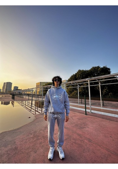 Minus Corteiz Baskılı Unisex Hoodie Takım Sokak Giyim Tarzı Rsatk004 Gri